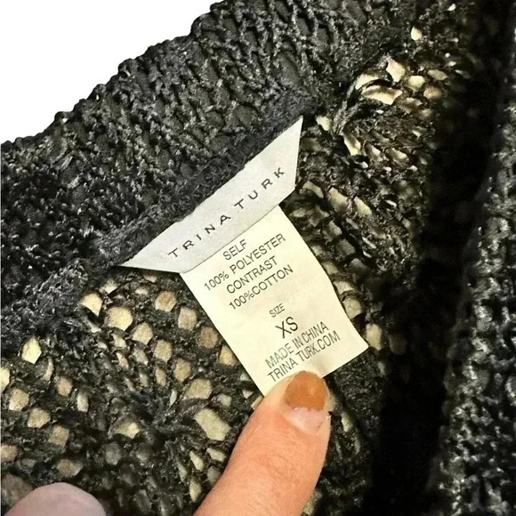 Trina Turk black open crochet wide leg beach pool swim pants XS - Picture 4 of 5